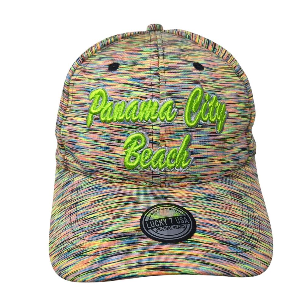 Panama City Beach Strapback Hat Multicolor OS Adjustable W/Tags Lucky 7 USA